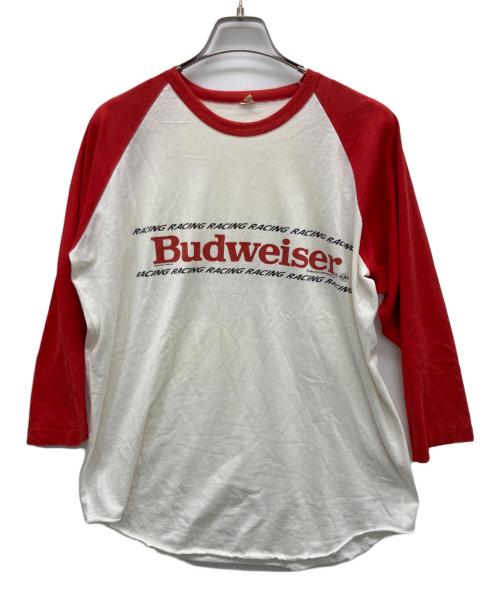 BUDWEISER（バドワイザー）BUDWEISER (バドワイザー) 半袖カットソー レッド×ホワイト サイズ:不明の古着・服飾アイテム