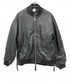 ZARA×MAISON SPECIALザラ×メゾンスペシャル）の古着「レザーボンバージャケット」｜ブラック