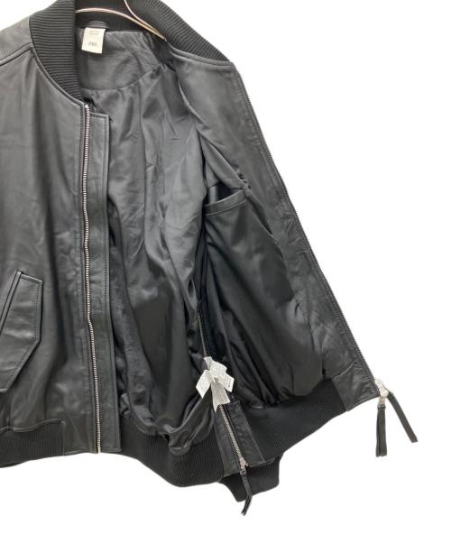ZARA（ザラ）ZARA (ザラ) MAISON SPECIAL (メゾンスペシャル) レザーボンバージャケット ブラック サイズ:Mの古着・服飾アイテム