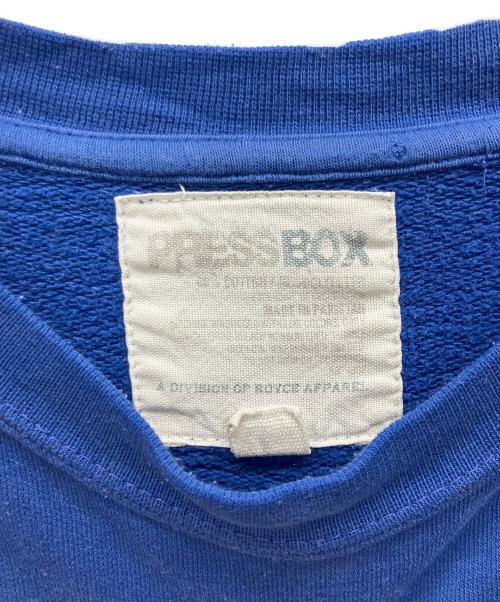 PRESS BOX（プレスボックス）PRESS BOX (プレスボックス) クルーネックスウェット ブルー サイズ:Lの古着・服飾アイテム