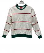 SUPREMEシュプリーム）の古着「17AW Striped Crewneck」｜ホワイト×グリーン