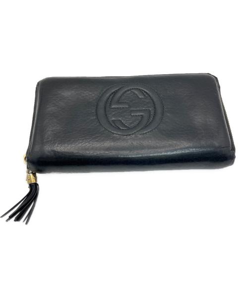 GUCCI（グッチ）GUCCI (グッチ) ラウンドファスナー長財布 ブラックの古着・服飾アイテム