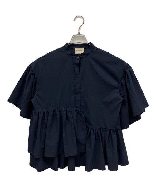 UNITED ARROWS（ユナイテッドアローズ）UNITED ARROWS (ユナイテッドアローズ) イレギュラーペプラムブラウス ネイビー サイズ:36の古着・服飾アイテム