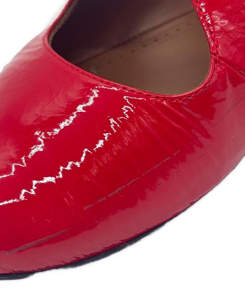 ALAIA（アライア）ALAIA (アライア) パテントレザー クロス フラットシューズ レッド サイズ:37の古着・服飾アイテム