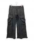 SWITCHBLADEスイッチブレード）の古着「PINSTRIPE WIDE CARGO PT」｜ブラック