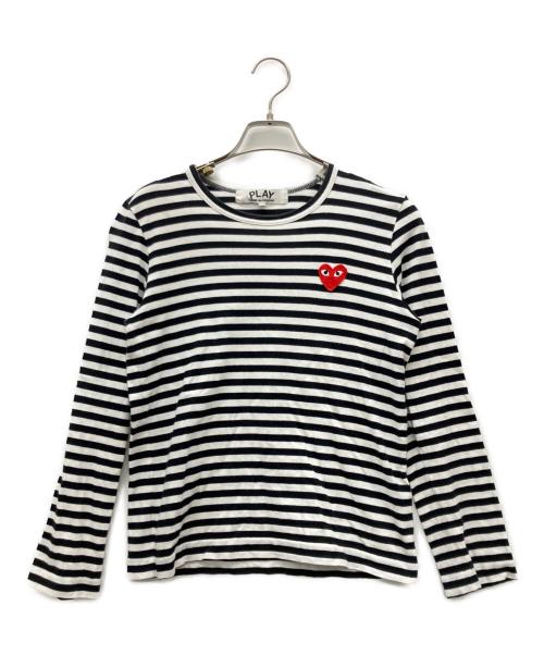 PLAY COMME des GARCONS（プレイコムデギャルソン）PLAY COMME des GARCONS (プレイコムデギャルソン) 長袖カットソー ブラック×ホワイト サイズ:Mの古着・服飾アイテム