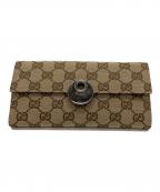 GUCCIグッチ）の古着「ダブルホックロングウォレット」｜ベージュ