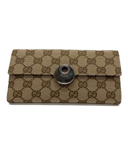 GUCCI（グッチ）GUCCI (グッチ) ダブルホックロングウォレット ベージュの古着・服飾アイテム