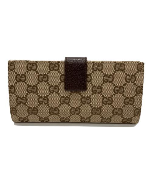 GUCCI（グッチ）GUCCI (グッチ) ダブルホックロングウォレット ベージュの古着・服飾アイテム
