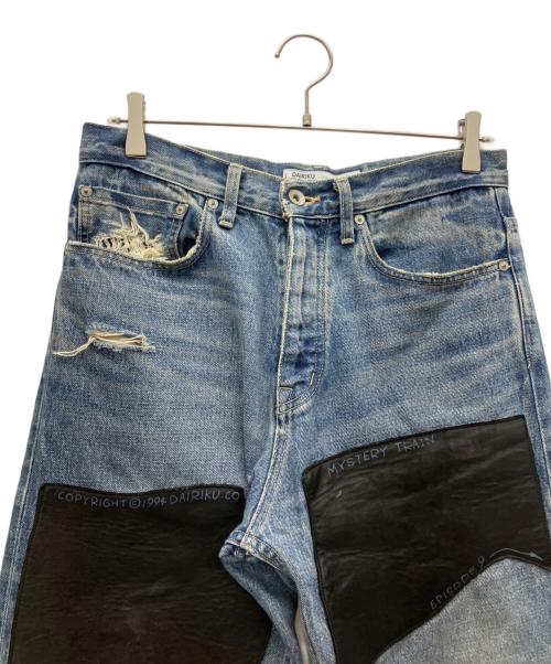 DAIRIKU（ダイリク）DAIRIKU (ダイリク) Painted ＆ Leather Patch Slim Pants インディゴ サイズ:W85×20の古着・服飾アイテム