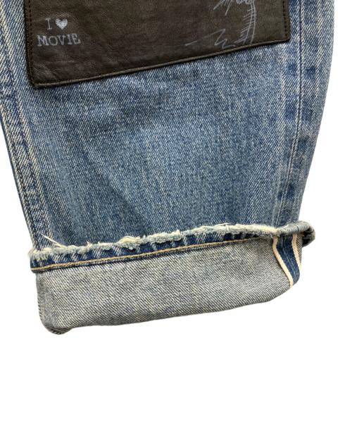 DAIRIKU（ダイリク）DAIRIKU (ダイリク) Painted ＆ Leather Patch Slim Pants インディゴ サイズ:W85×20の古着・服飾アイテム
