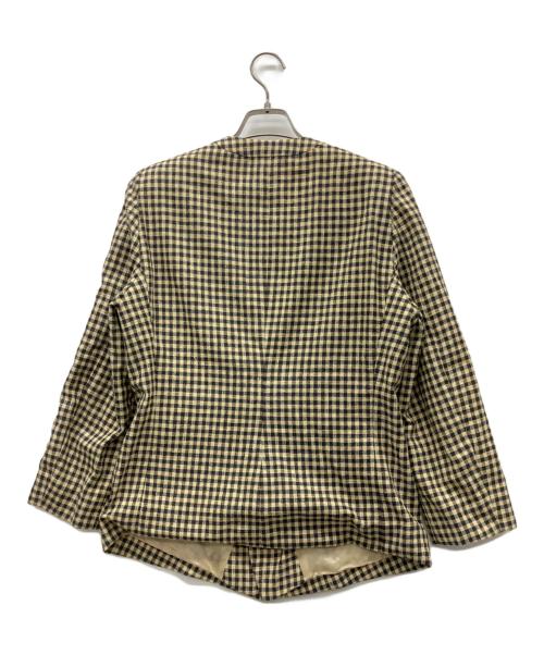 GIORGIO ARMANI（ジョルジオアルマーニ）GIORGIO ARMANI (ジョルジオアルマーニ) ノーカラージャケット イエロー×ブラック サイズ:Lの古着・服飾アイテム