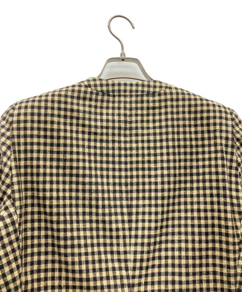 GIORGIO ARMANI（ジョルジオアルマーニ）GIORGIO ARMANI (ジョルジオアルマーニ) ノーカラージャケット イエロー×ブラック サイズ:Lの古着・服飾アイテム