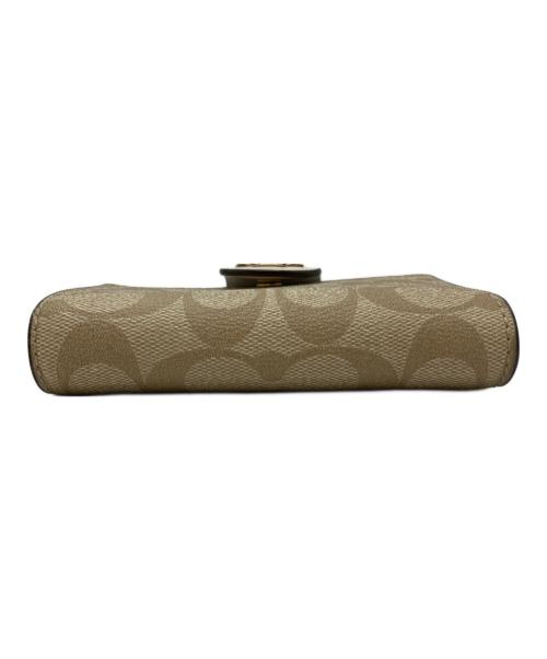 COACH（コーチ）COACH (コーチ) ミディアム コーナー ジップ ウォレット・シグネチャー キャンバス ベージュ×ホワイトの古着・服飾アイテム
