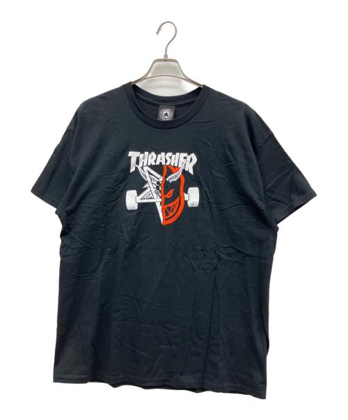 THRASHER（スラッシャー）THRASHER (スラッシャー) SPITFIRE (スピットファイア) 半袖カットソー ブラック サイズ:XLの古着・服飾アイテム
