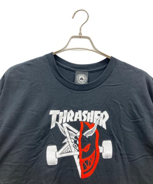 THRASHER（スラッシャー）THRASHER (スラッシャー) SPITFIRE (スピットファイア) 半袖カットソー ブラック サイズ:XLの古着・服飾アイテム