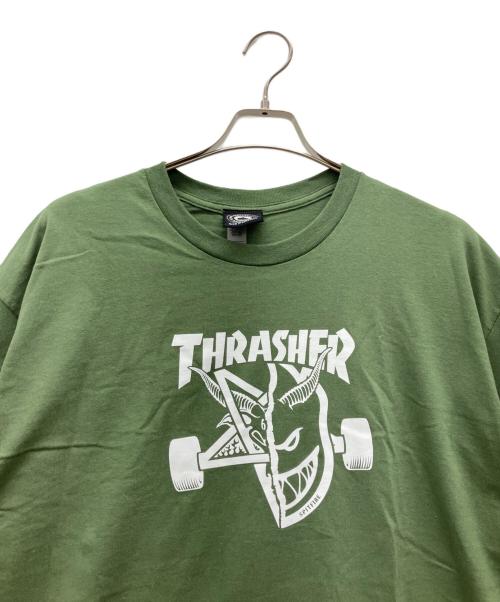 THRASHER（スラッシャー）THRASHER (スラッシャー) SPITFIRE (スピットファイア) 半袖カットソー オリーブ サイズ:XLの古着・服飾アイテム