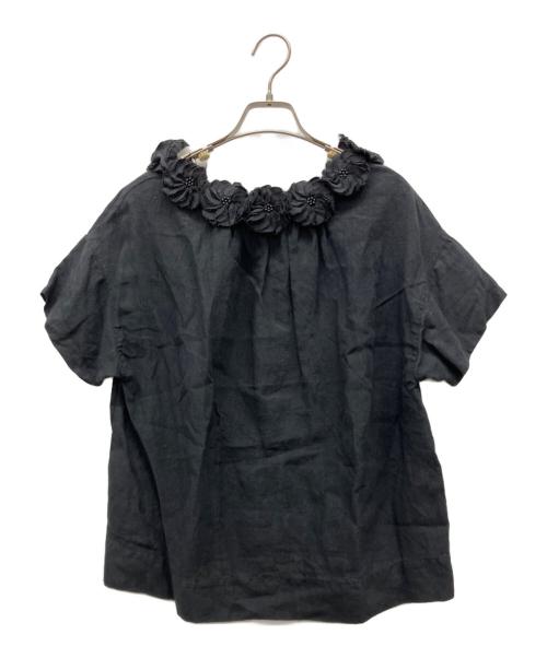 BEARDSLEY（ビアズリー）BEARDSLEY (ビアズリー) 半袖ブラウス ブラック サイズ:FREEの古着・服飾アイテム