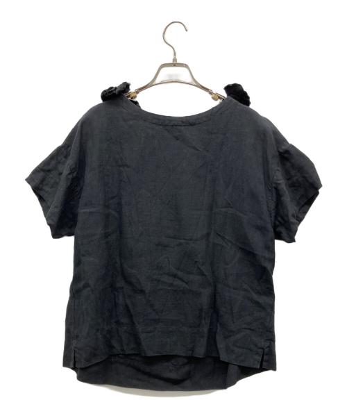 BEARDSLEY（ビアズリー）BEARDSLEY (ビアズリー) 半袖ブラウス ブラック サイズ:FREEの古着・服飾アイテム