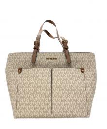 MICHAEL KORS（マイケルコース）の古着「Mシグネチャー ジェット セット トートバッグ」｜アイボリー×ブラウン