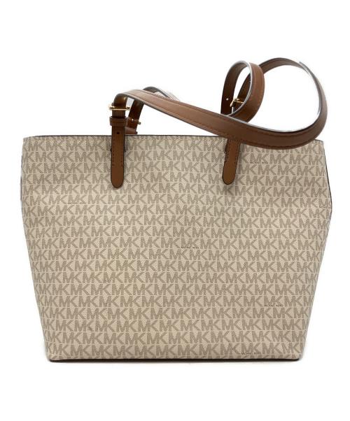 MICHAEL KORS（マイケルコース）MICHAEL KORS (マイケルコース) Mシグネチャー ジェット セット トートバッグ アイボリー×ブラウンの古着・服飾アイテム