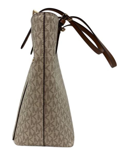 MICHAEL KORS（マイケルコース）MICHAEL KORS (マイケルコース) Mシグネチャー ジェット セット トートバッグ アイボリー×ブラウンの古着・服飾アイテム