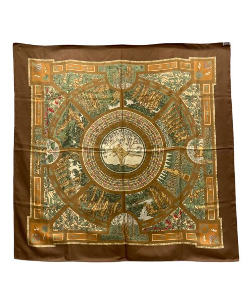 HERMES（エルメス）HERMES (エルメス) シルクスカーフ ブラウンの古着・服飾アイテム