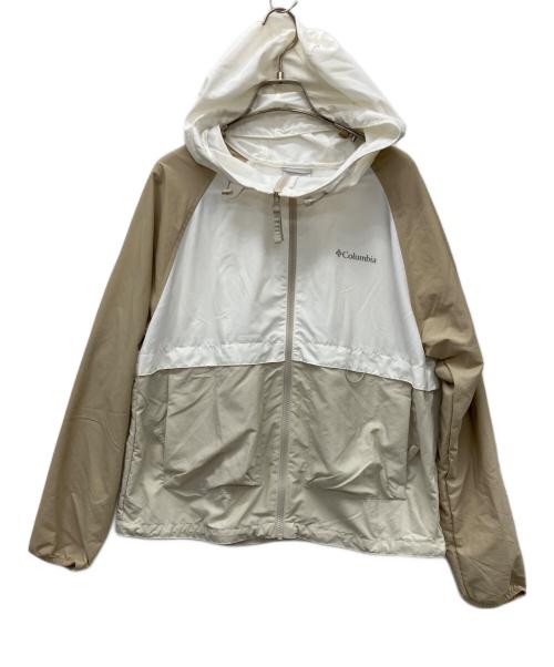 Columbia（コロンビア）Columbia (コロンビア) スパイアーバレーウィンドブレーカー ホワイト×ベージュ サイズ:Lの古着・服飾アイテム