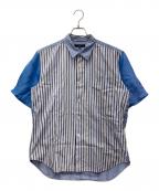 COMME des GARCONS HOMMEコムデギャルソン オム）の古着「半袖シャツ」｜ブルー×ホワイト×レッド
