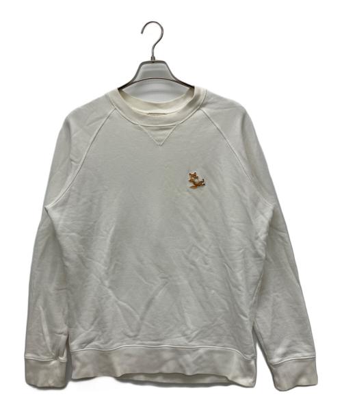 maison kitsune（メゾンキツネ）maison kitsune (メゾンキツネ) チラックス フォックス パッチ クラシックスウェットシャツ ホワイト サイズ:Ｍの古着・服飾アイテム