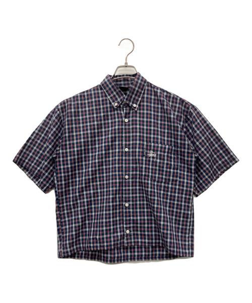 stussy（ステューシー）stussy (ステューシー) 半袖シャツ ネイビー×レッド サイズ:Mの古着・服飾アイテム