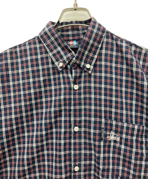 stussy（ステューシー）stussy (ステューシー) 半袖シャツ ネイビー×レッド サイズ:Mの古着・服飾アイテム