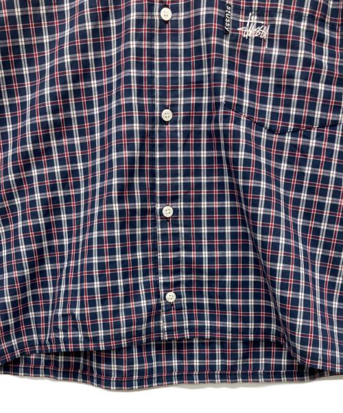 stussy（ステューシー）stussy (ステューシー) 半袖シャツ ネイビー×レッド サイズ:Mの古着・服飾アイテム