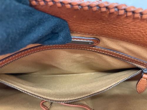 RALPH LAUREN（ラルフローレン）RALPH LAUREN (ラルフローレン) コンチョ付カゴトートバック ブラウン×ベージュの古着・服飾アイテム