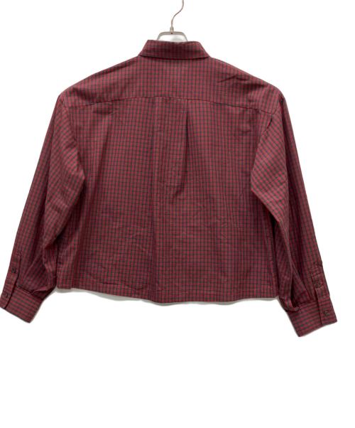 MARY QUANT（マリークヮント）MARY QUANT (マリークヮント) ボリュームスリーブ ブラウス レッド×グレー サイズ:Mの古着・服飾アイテム