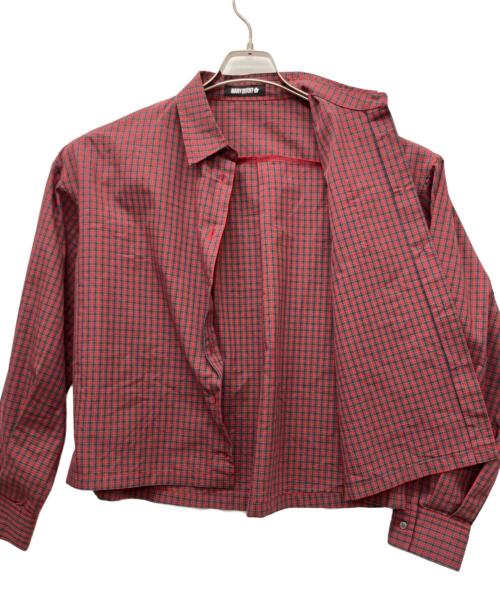 MARY QUANT（マリークヮント）MARY QUANT (マリークヮント) ボリュームスリーブ ブラウス レッド×グレー サイズ:Mの古着・服飾アイテム