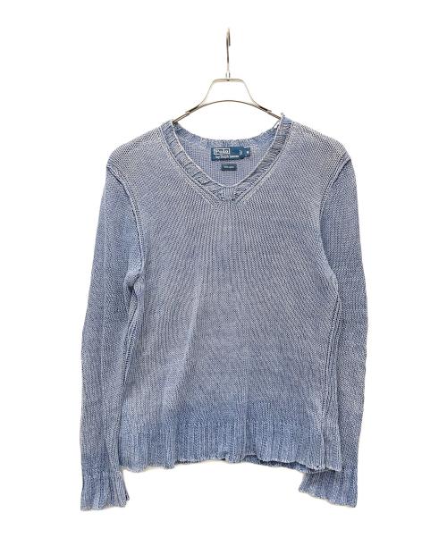 POLO RALPH LAUREN（ポロ・ラルフローレン）POLO RALPH LAUREN (ポロ・ラルフローレン) 90sリネンニット ブルー サイズ:Mの古着・服飾アイテム