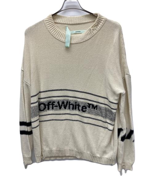 OFFWHITE（オフホワイト）OFFWHITE (オフホワイト) 薄手ニット ホワイト×ブラック サイズ:Lの古着・服飾アイテム