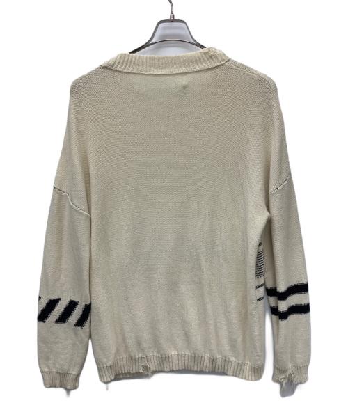 OFFWHITE（オフホワイト）OFFWHITE (オフホワイト) 薄手ニット ホワイト×ブラック サイズ:Lの古着・服飾アイテム