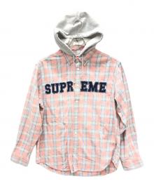 SUPREME（シュプリーム）の古着「26FW Applique Hooded Flannel Shirt」｜ピンク×グレー