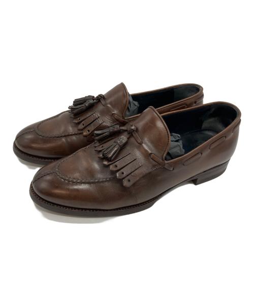 ERMENEGILDO ZEGNA（エルメネジルド・ゼニア）ERMENEGILDO ZEGNA (エルメネジルド・ゼニア) フリンジローファー ブラウン サイズ:6の古着・服飾アイテム