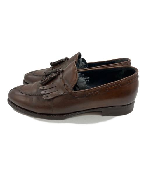 ERMENEGILDO ZEGNA（エルメネジルド・ゼニア）ERMENEGILDO ZEGNA (エルメネジルド・ゼニア) フリンジローファー ブラウン サイズ:6の古着・服飾アイテム