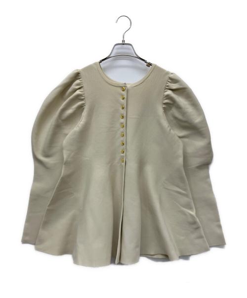 CADUNE（カデュネ）CADUNE (カデュネ) ペプラム ゴールドボタン ニット ベージュ サイズ:SIZE38 未使用品の古着・服飾アイテム