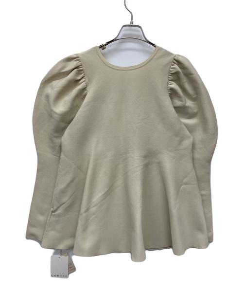 CADUNE（カデュネ）CADUNE (カデュネ) ペプラム ゴールドボタン ニット ベージュ サイズ:SIZE38 未使用品の古着・服飾アイテム