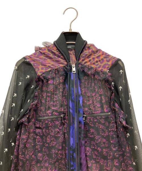 DIESEL（ディーゼル）DIESEL (ディーゼル) 切替デザインシアーブルゾン ブラック×パープル サイズ:Mの古着・服飾アイテム