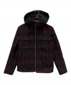PAUL SMITHポールスミス）の古着「チェックウールメルトンジャケット」｜パープル×ブラック
