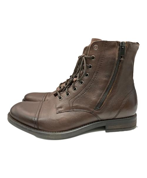 DIESEL（ディーゼル）DIESEL (ディーゼル) サイドジップレースアップシューズ ブラウン サイズ:41の古着・服飾アイテム