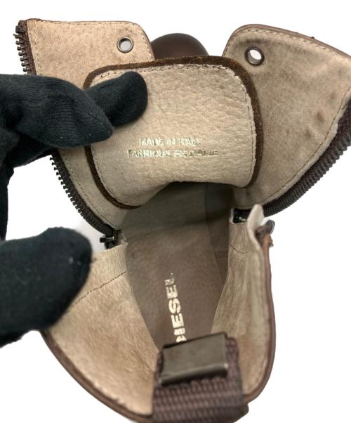 DIESEL（ディーゼル）DIESEL (ディーゼル) サイドジップレースアップシューズ ブラウン サイズ:41の古着・服飾アイテム
