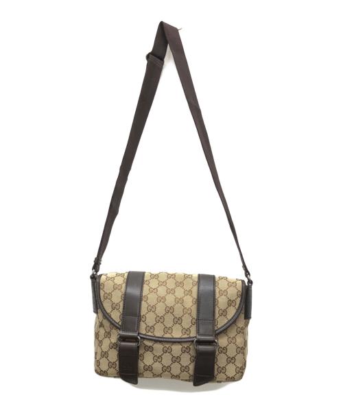GUCCI（グッチ）GUCCI (グッチ) GGキャンバスショルダーバッグ ブラウンの古着・服飾アイテム