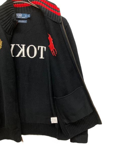 POLO RALPH LAUREN（ポロ・ラルフローレン）POLO RALPH LAUREN (ポロ・ラルフローレン) ニットジャケット ブラック×レッド サイズ:Lの古着・服飾アイテム